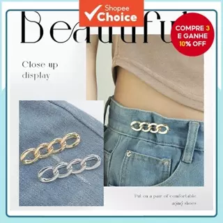 Botão De Cintura Oval – Clipe De Corrente De Liga , Acessório De Pino De Calças Sem Costura Para Mulheres em Oferta na Shopee