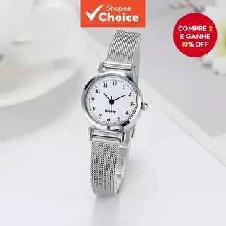Relógio De Quartzo Feminino Pequeno Original Com Pulseira De Malha De Aço Inoxidável em Oferta na Shopee