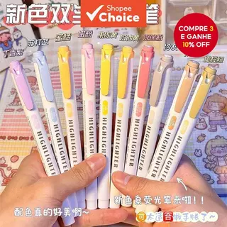 Conjunto de Marcador Dupla Ponta Proteção Olhos Escrita Lisa Caneta Multicolor Papelaria Criativa 5 Pcs/Set em Oferta na Shopee