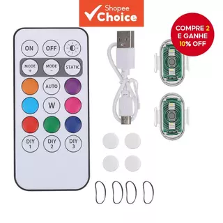 7 Cores Remoto RGB LED Aeronaves Luz Estroboscópica Motocicleta Sem Fio Anti-Colisão Aviso De Segurança Traseira em Oferta na Shopee