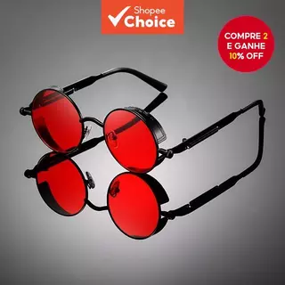 Óculos Estilo Punk Com Armação Redonda De Metal Templos De Parafuso De Mola Para Homens E Mulheres , Uso Diário
