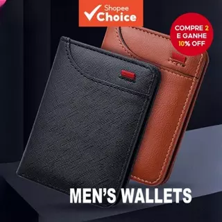 Carteira Dupla Fina Masculina – Janela De Identificação Vertical E Porta-Cartões Compacto Com Slot Para Vários em Oferta na Shopee