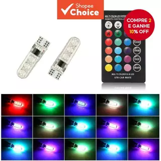 T10 5050 Carro Led RGB Multicor 6 SMD Lâmpada À Prova D'água Estacionamento Com Controle Remoto em Oferta na Shopee