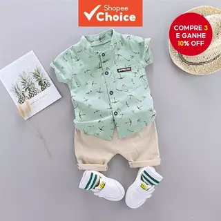 Conjunto De Roupa Para Bebê Menino 0-5 Anos – Camiseta E Shorts De Algodão Com Estampa De Dente De Leão Uso Casual De Ve em Oferta na Shopee