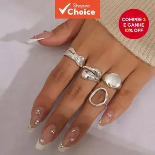 Conjunto De Anéis Minimalistas Estilo Vintage , 4 Unidades , Para Mulheres , Design Exclusivo , Acessórios De Moda em Oferta na Shopee