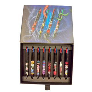 Kit 8 Canetas Bic 4 Cores Stranger Things Temporadas 1 a 5 Ponta 1.0mm Edição Especial Colecionável