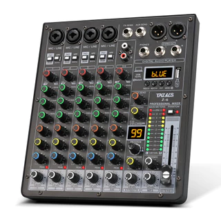6 Canais Mesa De Som Profissional Mixers Som Mixagem Console Entrada do 48V Número de Potência Computador Para DJ TKLBLS