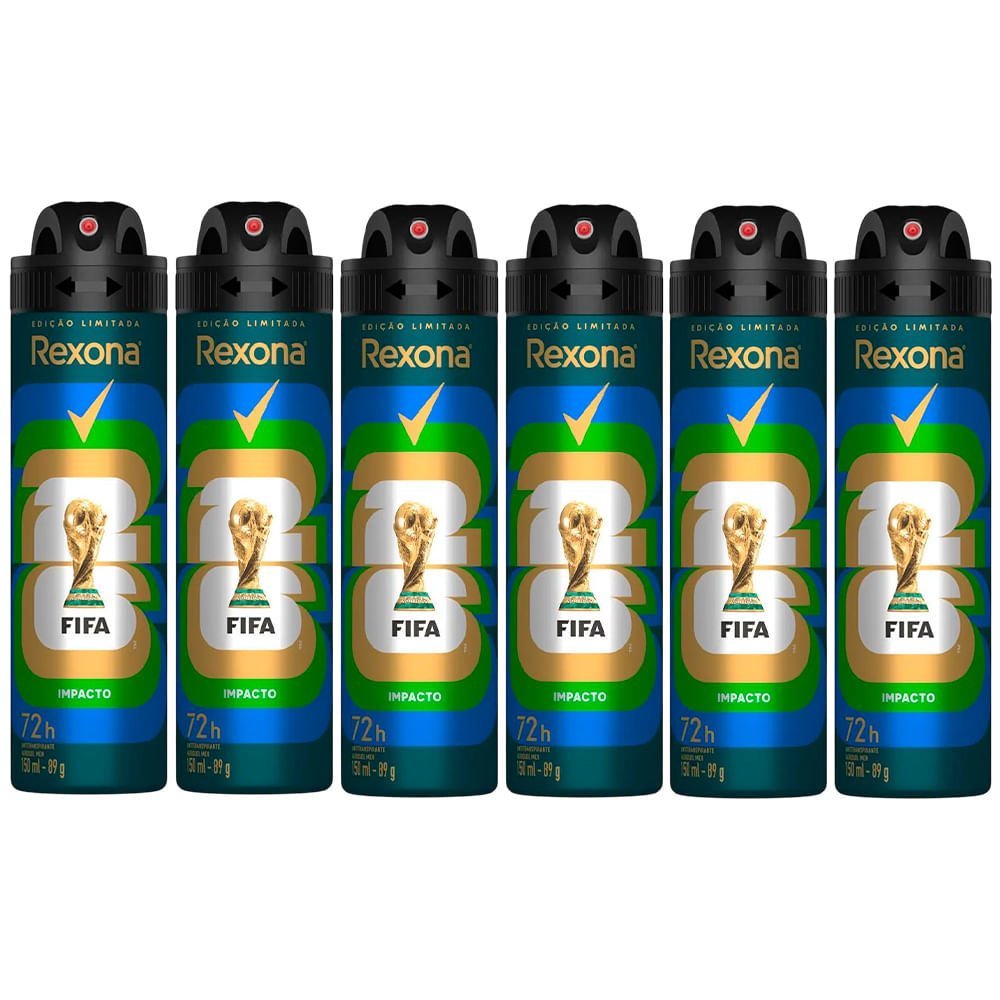 Kit Desodorante Aerosol Rexona Men Impacto 150ml - 6 Unidades