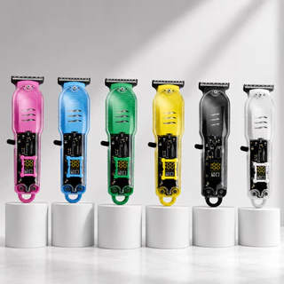 Máquina de Cortar Cabelo Profissional Sem Fio LT-808 Transparente USB Recarregável T-Blade LED Digital 800mAh