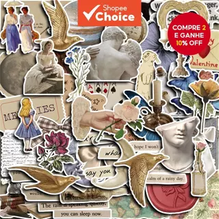 50 Peças De Adesivos De Arte Retrô-Decalques Washi DIY Para Laptop , Scrapbooking E Artesanato em Oferta na Shopee