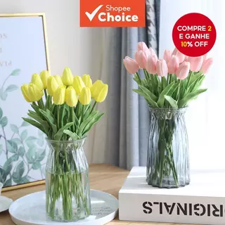 Flores Artificiais De Tulipa De Toque Real 10 Peças Buquê Falso PE Para Decoração De Casamento E Casa em Oferta na Shopee