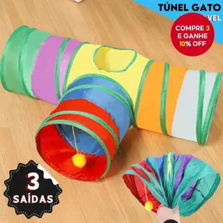 PetTunnel Túnel de Brinquedo Dobrável e Divertido para Gatos/Cães Pequenos/Animais Pequenos - Túnel Colorido e Dobrável