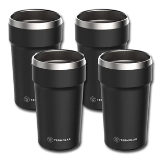 Kit 4 Copo Termico de Inox Cor Preto 500Ml Termolar Para Refrigente Cerveja Bebiba Gelada na Praia em Oferta na Shopee