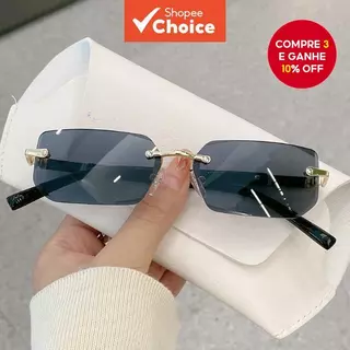Óculos De Sol Retangulares Unissex Sem Aro UV400 Proteção Moda em Oferta na Shopee