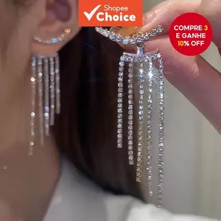 Brincos De Borla De Zircão Hipoalergênico Gota De Cristal De Prata Para Mulheres Joias Elegantes em Oferta na Shopee
