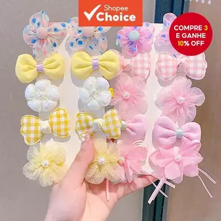 Grampos De Cabelo Com Laço Para Meninas , Acessórios Conjunto De Presentes Infantis Flores De Tecido De Princesa em Oferta na Shopee