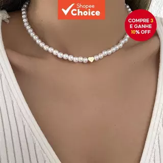 Novo Chique Minimalista Pérola Colar Elegante Coração Clavícula Jóias Para Elegância Sem Esforço em Oferta na Shopee