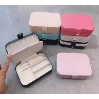 Caixa de joias portátil em couro, multifuncional e de grande capacidade, com dois compartimentos. em Oferta na Shopee