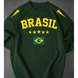 Camisetão Feminina Brasil Seleção Copa Streetwear Oversized Estilosa 100% Algodão Premium — foto 4 — Achou Levou Brasil