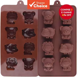 Molde De Chocolate De Silicone De Qualidade Alimentar-Urso , Hipopótamo E Leão De 8 Cavidades em Oferta na Shopee