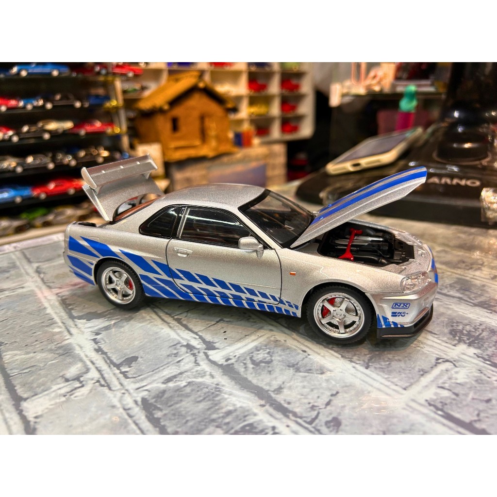 Velozes e Furiosos Nissan Skyline GT-R R34 Prata Miniatura Diecast