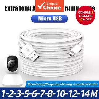 Cabo Carregador Micro USB De 3m/5m/10m Para Câmera De Telefone Inteligente Android Estendido em Oferta na Shopee