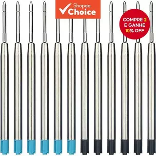 Pacote De 5 Peças De Recarga De Tinta Preta/Azul , Recargas De Caneta Esferográfica De Metal De Ponto Médio De 1.0 Mm , em Oferta na Shopee
