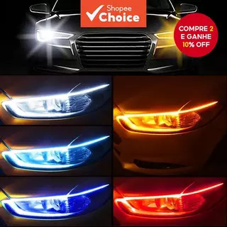 12V LED Sinal De Mudança De Direção Branco Fluxo Amarelo Luz Diurna Faixa Flexível À Prova D'água Para Carro em Oferta na Shopee