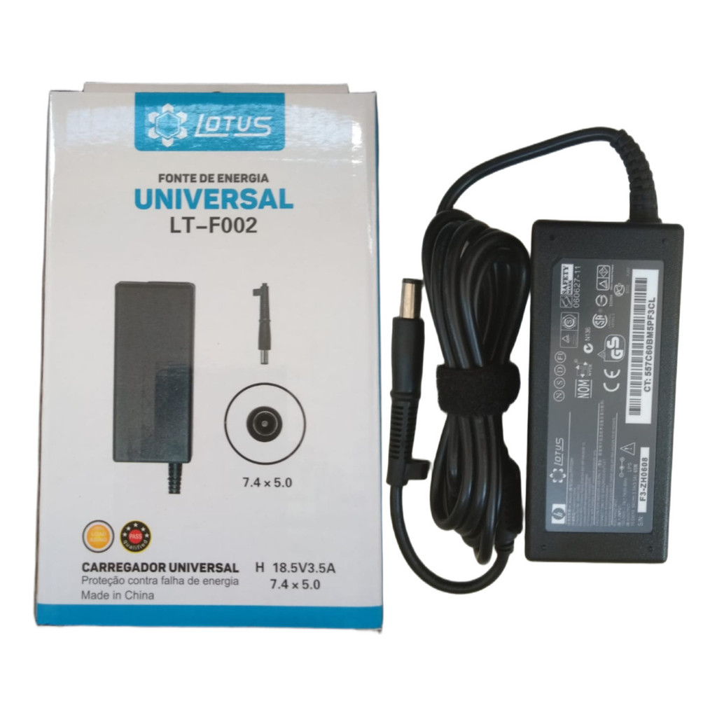 Fonte P/ Notebook 18.5v 3.5a Pino 7.4 X 5.0mm Lotus Lt F002