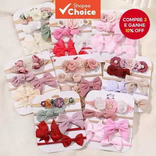 Conjunto De Tiaras Com Laço Para Bebê , Acessórios Cabelo Meninas , Faixas De Fofas Feitas À Mão em Oferta na Shopee