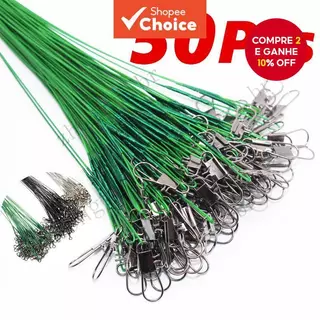 Líder De Linha De Pesca De Aço 50 Pces Com Equipamento Acessório Giratório , Pode Ser Usado Em Água Salgada E Doce em Oferta na Shopee