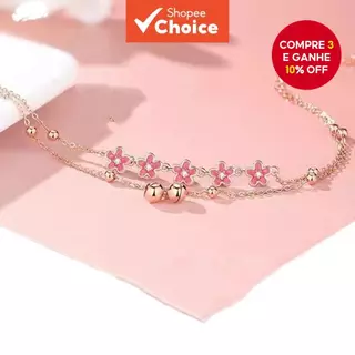 Tornozeleira de flor de pêssego para mulheres; corrente de perna; anel de pé; presente de aniversário para namorada no em Oferta na Shopee