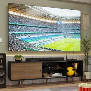 Rack para TV até 80 Polegadas 160cm Preto/Rustic com Pés Rustic Torino Madesa em Oferta na Shopee