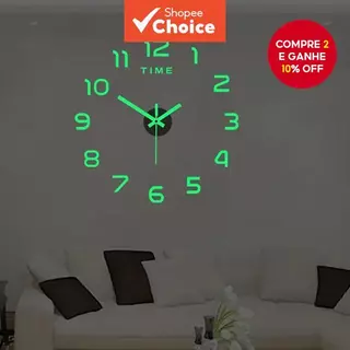 Relógio De Parede Luminoso 3D Adesivo DIY Estéreo Digital Para Decoração De Casa E Férias em Oferta na Shopee
