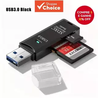 Leitor De Cartão Micro Sd Usb 30/20 Com Transmissão De Dados De Até 5gbps, Compatível Com Pcs E câmeras em Oferta na Shopee