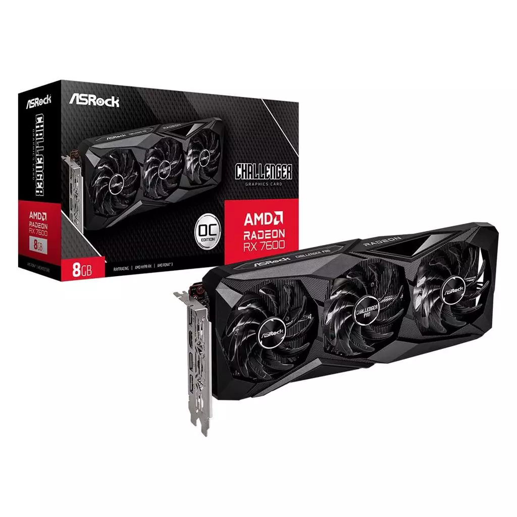 Placa de Vídeo Gpu Asrock Amd Radeon Rx 7600 Challenger Pro Oc 8gb Gddr6 128 Bits 90-Ga62zz-00uanf