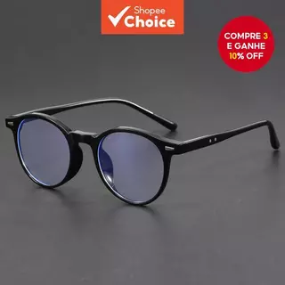 Óculos de proteção para os olhos com armação redonda e luz anti-azul, armação de óculos de prescrição anti-radiação em Oferta na Shopee