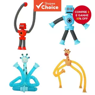 1PC Crianças Ventosa Brinquedos Girafa Robô Pop Tubo Sensorial Jogando Educação Precoce Jogos De Alívio Do Estresse em Oferta na Shopee