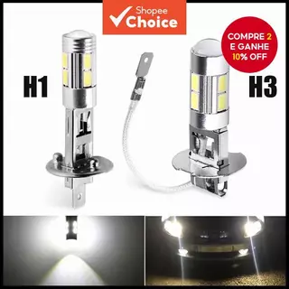 2 Pcs H1 H3 Lâmpadas LED 6000K Branco 10-SMD 5630 Luz De Nevoeiro Do Carro Condução DRL Lâmpada Automática em Oferta na Shopee