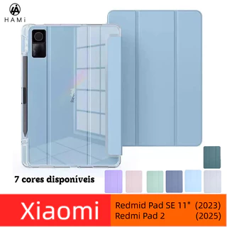 Capa Airbag Transparente Xiaomi Redmi Pad SE 11 2023 / Redmi Pad 2 2025 – Silicone Macio, Anti-Queda, com Porta-Lápis