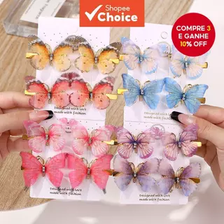Grampos De Cabelo De Borboleta Coloridos Para Meninas , Doces , Enfeite , Arco-Íris , Festa , 4 Peças em Oferta na Shopee
