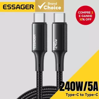 Cabo de Carga Type-C para Type-C Essager 240W com chip E-Marker embutido para Xiaomi IP1 5. em Oferta na Shopee