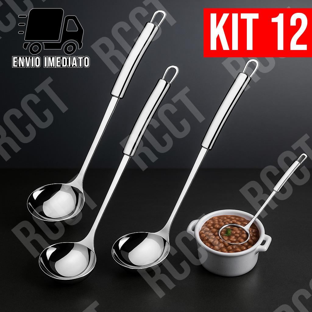 Kit 12 Concha Inox Grande Multiuso – Utensílio Luxo para Cozinha Concha ...