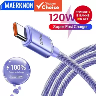 120W 6A USB Type C Cabo De Carga Rápida Para Transmissão De Fio De Carregamento Rápido De Smartphone em Oferta na Shopee