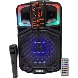 Caixa de som USB Bluetooth de 2000 W com LED e microfone, volume super alto, adequada para karaokê Controle remoto em Oferta na Shopee