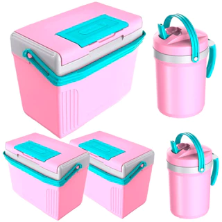 Kit Rosa Termolar 3 Caixa Cooler Térmicos 8 Litros e 2 Jarras Térmicas 2,5 Litros Bebidas Geladas em Oferta na Shopee