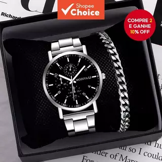 Relógio De Quartzo Casual Moderno Prata Preto Branco Cores Uso Diário Essencial Para Homens em Oferta na Shopee