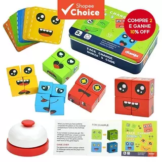 Blocos De Mudança De Emoção Infantil-Brinquedo De Expressão Facial Para Crianças , Jogo Educacional Montessori , Present em Oferta na Shopee