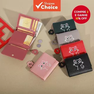 Nova Mini Carteira Feminina Curta Elegante Estudante Moeda Bolsa Compacta Tri-Fold Bonito Titular Do Cartão Multi em Oferta na Shopee