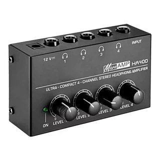 Amplificador Fone De Ouvido Microamp Ha400 4 Canais P10 com Fonte para Gravação Retorno Música Podcast Stereo